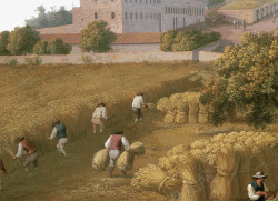 麦堆插画手绘欧洲乡村农田插画高清图片