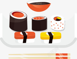 日本料理和筷子矢量图素材