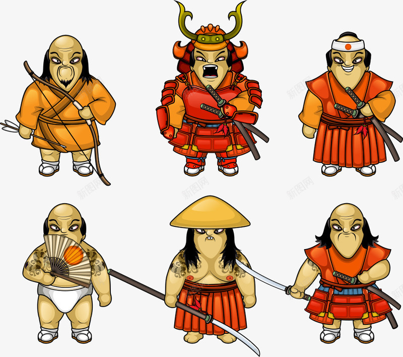 日本卡通武士png免抠素材_新图网 https://ixintu.com 人物 卡通人物 卡通武士 日本武士 矢量武士