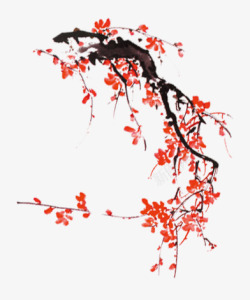 中国风红色梅花海报素材