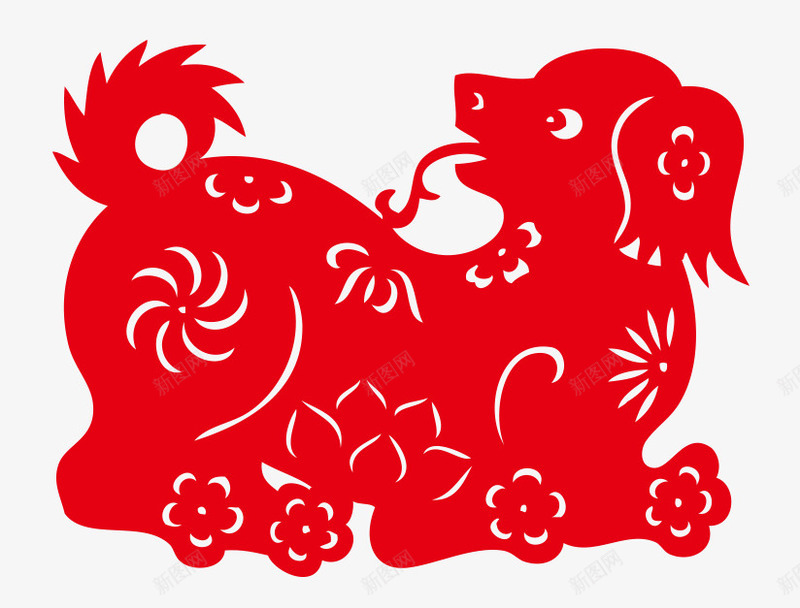 梅花狗回头png免抠素材_新图网 https://ixintu.com 2018 中国风 卡通手绘 回头 梅花狗 狗年PNG