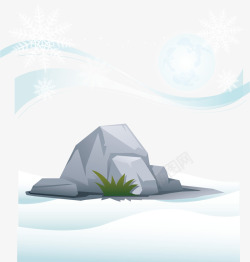 雪花石头素材雪景白雪雪花石头矢量图高清图片
