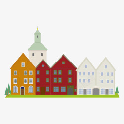 国外房子卡通挪威建筑旅游景点元素矢量图高清图片