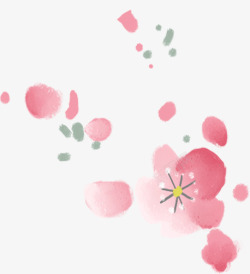 手绘粉色漂浮梅花花朵素材
