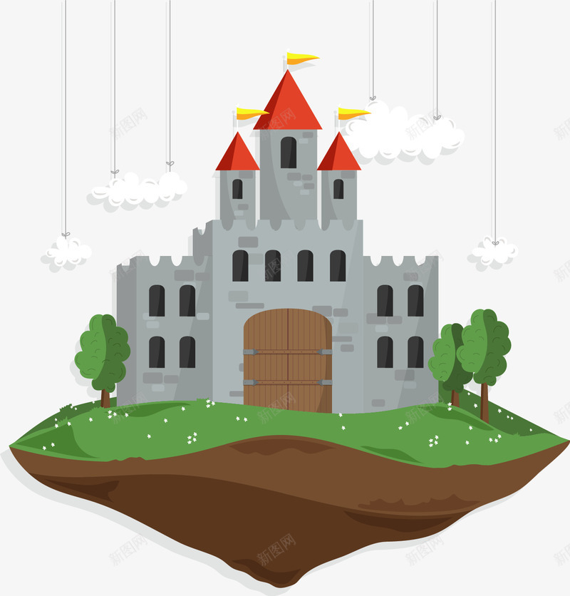 天空上的城堡png免抠素材_新图网 https://ixintu.com 城堡 天空 童话 飞行