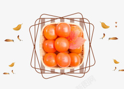 橙色柿子盘子里的橙色柿子高清图片