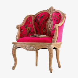 玫红色个性化贵妃椅法式新古典欧洲白榉木家具高清图片