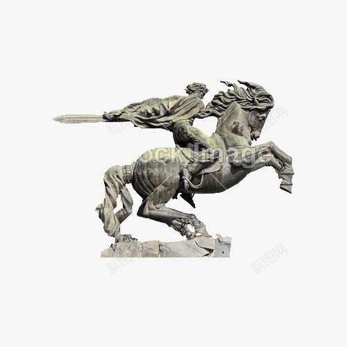 雕塑骑手和他的战马png免抠素材_新图网 https://ixintu.com 人物雕塑 剑士 史诗 战马 石头雕塑 雕塑