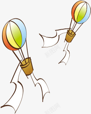 手绘笔描天空热气球png免抠素材_新图网 https://ixintu.com 天空 手绘 热气球 笔描