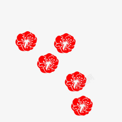 五朵红色梅花五朵剪纸高清图片