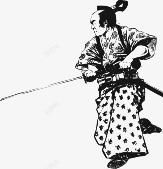 手绘日本武士png免抠素材_新图网 https://ixintu.com 手绘 日本 武士 武士刀