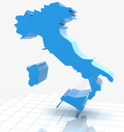 蓝色立体意大利地图素材