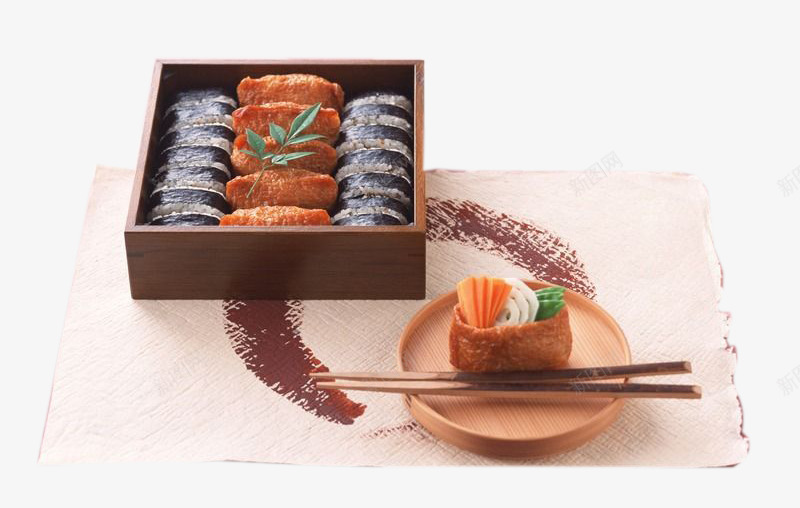 木盒里的日本寿司png免抠素材_新图网 https://ixintu.com 主食 产品实物 日本美食