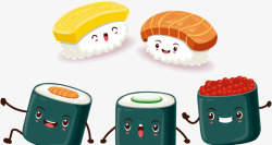 寿司小人手绘拟人化日料寿司高清图片