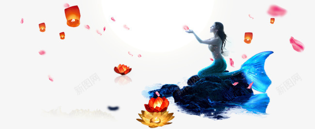七夕灯笼月亮花瓣莲花灯美人鱼png免抠素材_新图网 https://ixintu.com 七夕 月亮 灯笼 美人鱼 花瓣 莲花灯