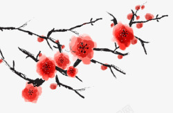 红色中国风手绘梅花素材