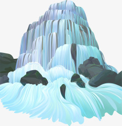 上流山石上流下的瀑布矢量图高清图片