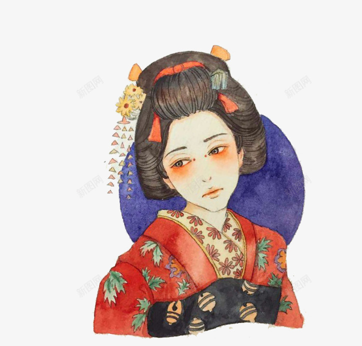 手绘穿和服的女人png免抠素材_新图网 https://ixintu.com 和服 女人 手绘 日本