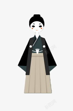 日本黑色和服女生素材