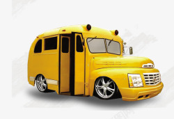 黄色的大巴车卡通汽车高清图片