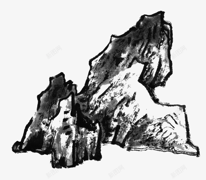 手绘水墨画石头png免抠素材_新图网 https://ixintu.com 手绘 晕染 毛笔 水墨画 石头