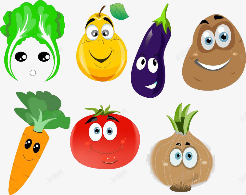 简易蔬菜画png免抠素材_新图网 https://ixintu.com 可爱 彩色 抽象 拟人 简笔画 绿色蔬菜 蔬菜
