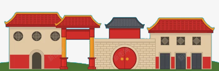 卡通日本建筑图标png_新图网 https://ixintu.com 寺庙 建筑 扁平 文化 日本 红色