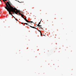 红色传统绘画梅花素材