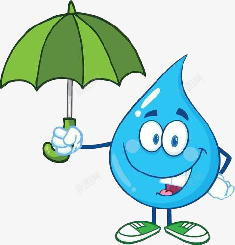 拿雨伞的水滴png免抠素材_新图网 https://ixintu.com 卡通手绘 可爱 微笑 水彩 水滴 水珠 雨伞
