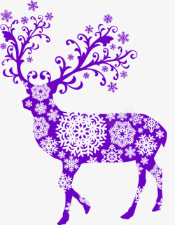 紫色清新梅花鹿装饰图案素材