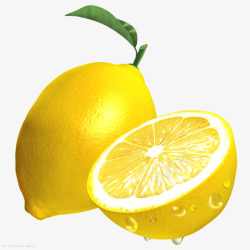 柠檬水果水珠分层素材黄色柠檬高清图片