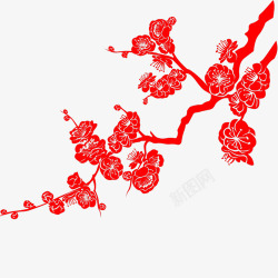中国风舞狮剪纸剪纸梅花高清图片