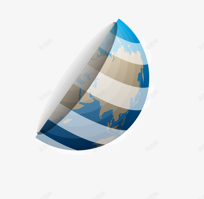 创意地球半球png免抠素材_新图网 https://ixintu.com 创意地球 地球半球 大洲 水彩 白色条幅 蓝色地球