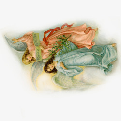 油画翅膀欧洲神话手绘油画高清图片