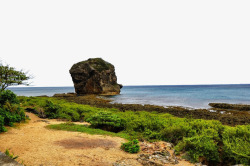 海石背景绿色大海景色高清图片