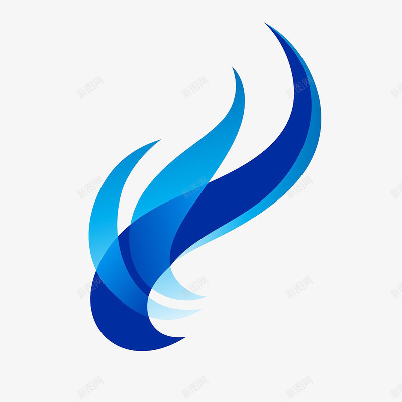蓝色动感logo图标png_新图网 https://ixintu.com logo设计 弯曲 抽象 植物 蓝色 蓝色动感logo