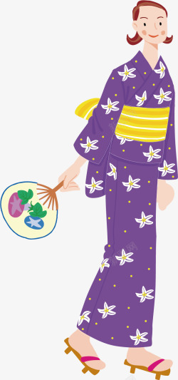 紫色日本服装女孩素材
