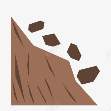 棕色山坡滑落图标矢量图图标
