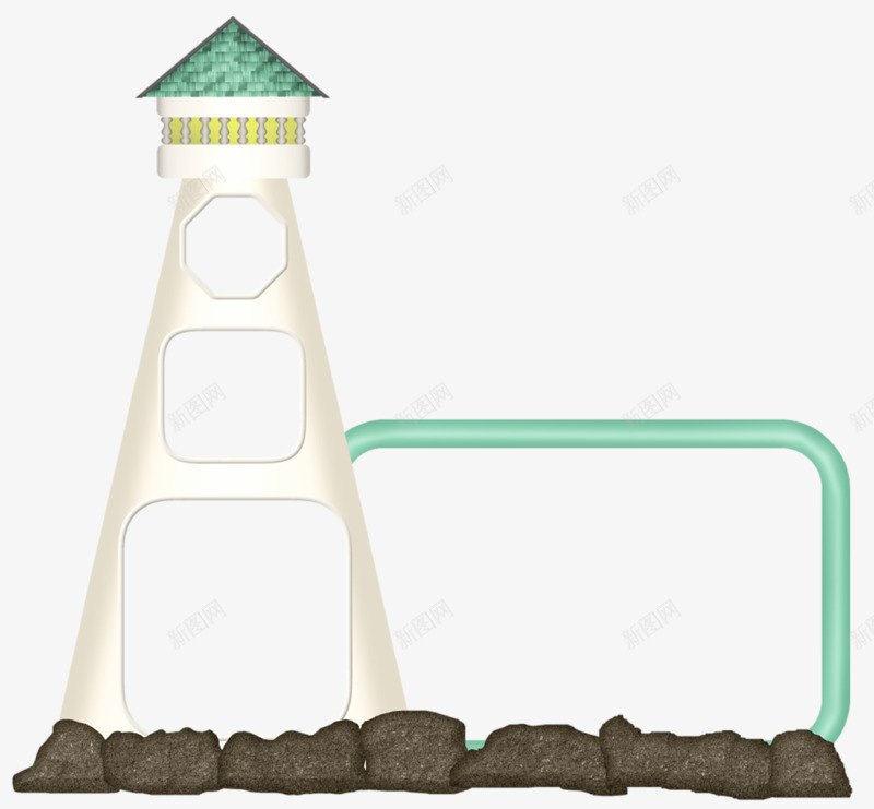 灯塔的守候png免抠素材_新图网 https://ixintu.com 几何图形 手绘 灯塔 石头