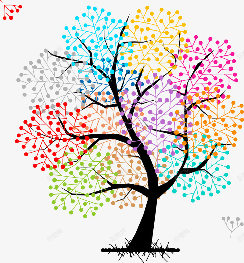 彩色抽象小树png免抠素材_新图网 https://ixintu.com 创意树 卡通小树 彩色抽象树 树 植物 矢量小树