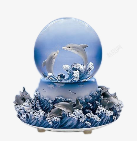 海洋水晶球png免抠素材_新图网 https://ixintu.com 水晶石 海洋 海豚 石头 装饰品
