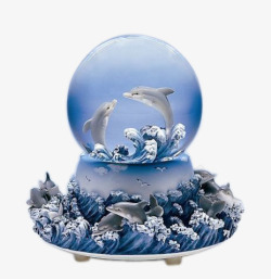 水晶海豚海洋水晶球高清图片