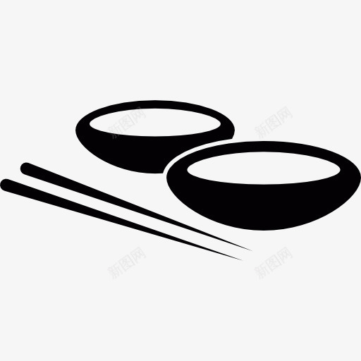 两个碗和筷子图标png_新图网 https://ixintu.com 中国菜 工具和器具 碗