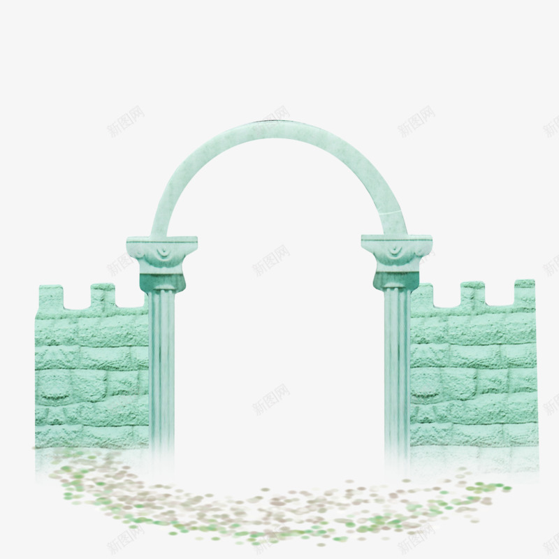 石头围墙png免抠素材_新图网 https://ixintu.com 围墙 石头 绿色 装饰