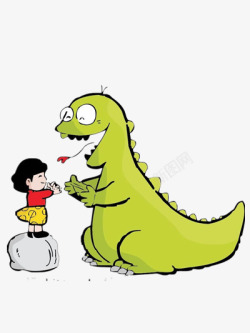 恐龙和小女孩素材