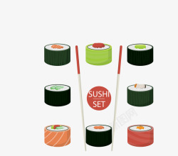 彩色日本寿司素材