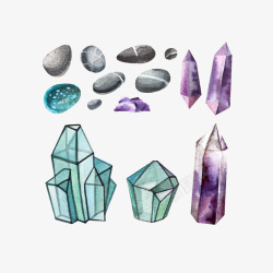 水彩石头钻石素材