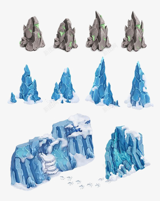 石头png免抠素材_新图网 https://ixintu.com 冰山 创意石头 大石头 手绘石头 模型 蓝色石头