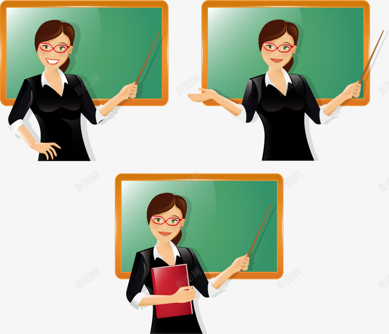 讲课的老师png免抠素材_新图网 https://ixintu.com 上课 书本 女教师 学习 教育 棍子 老师 讲课 黑板