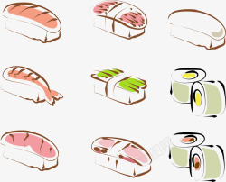 9款手绘寿司日本料理素材